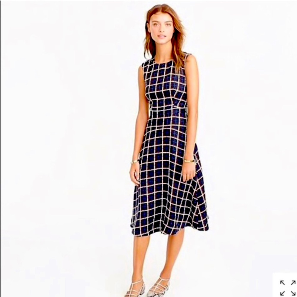 J.Crew Silk Plaid Windowpane print Dress Size 8